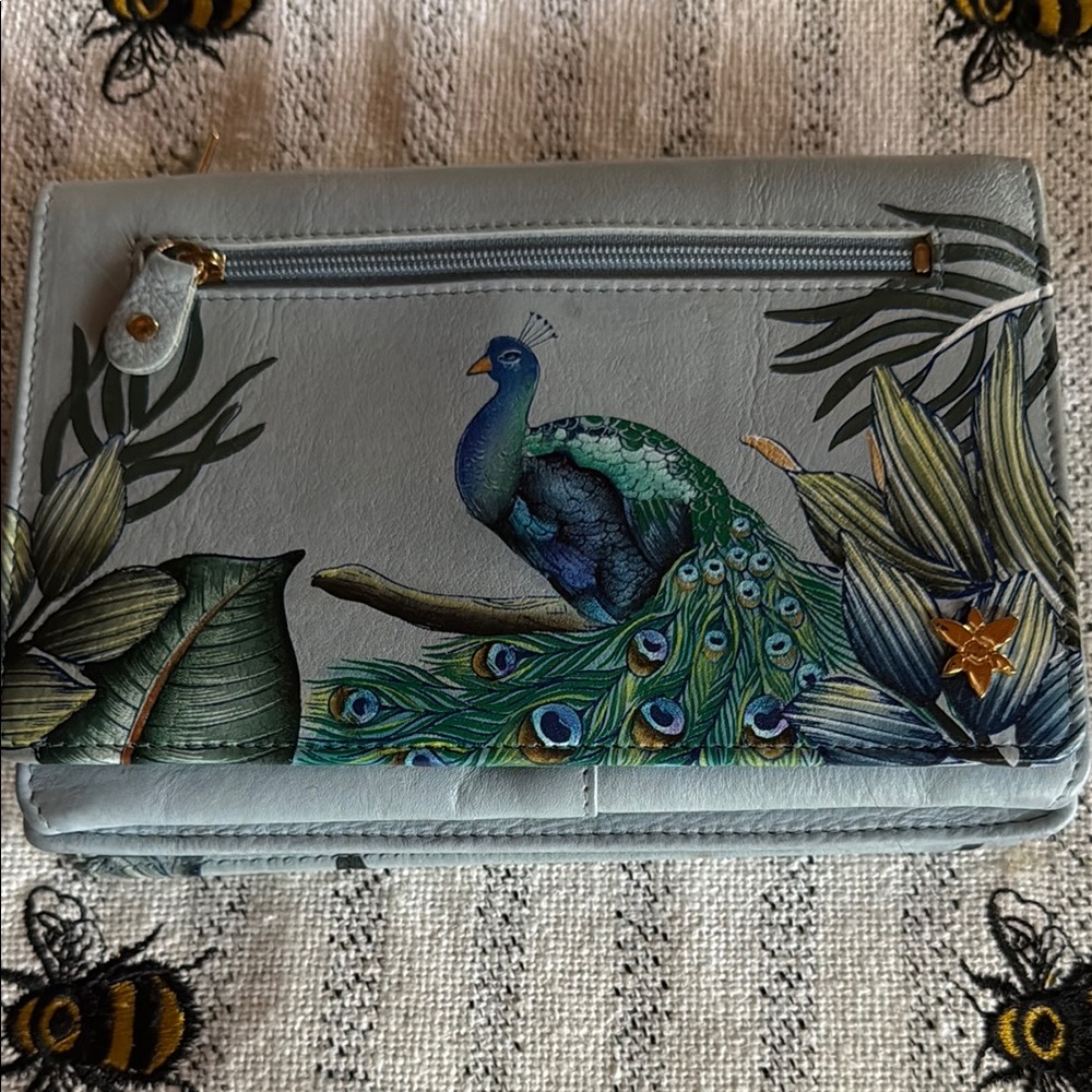 ANUSCHKA Elegant Peacock Design Women's Crossbody Purse/Bag